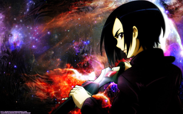 Anime character gun space stars free wallpaper for desktop - medium preview image