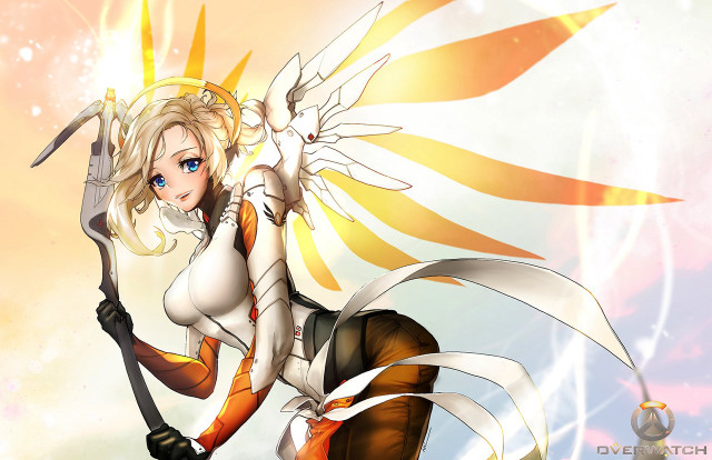 Woman sword wings back fantasy free wallpaper for desktop - medium preview image