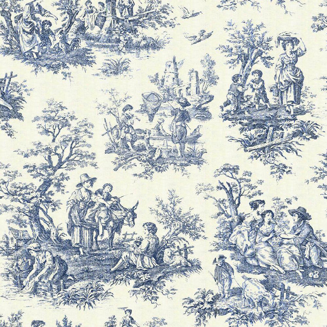 Blue white toile print wallpaper free wallpaper for tablet - medium preview image