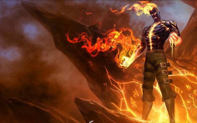 Man fire ice monster arm free wallpaper for desktop - medium preview image