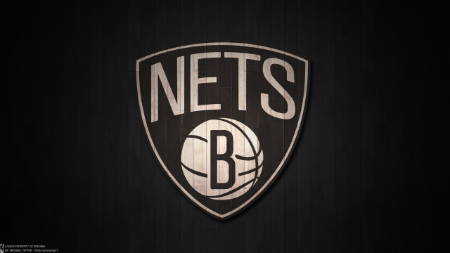 Brooklyn nets logo dark room free wallpaper for desktop - medium preview image