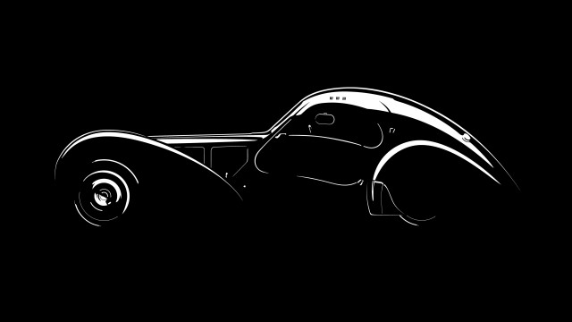 Black white drawing car outline free wallpaper for desktop - medium preview image