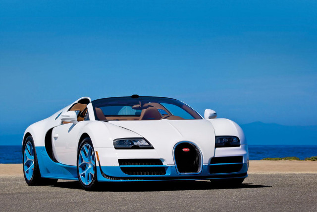 White bugatti beach ocean blue free wallpaper for desktop - medium preview image