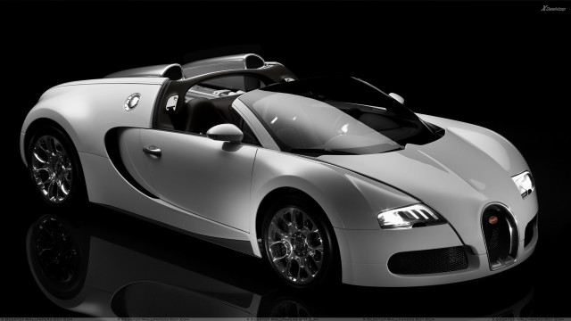 White bugatti black background reflection #3 free wallpaper for desktop - medium preview image