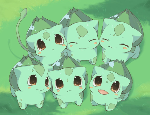 Green pokemon group big eyes free wallpaper for desktop - medium preview image
