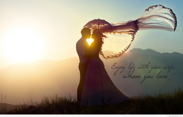Couple kissing under umbrella quote free wallpaper for desktop - medium preview image
