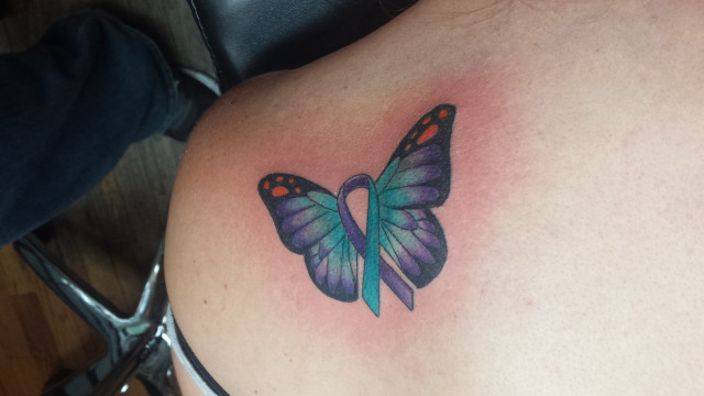 Butterfly tattoo woman shoulder chest #2 free wallpaper for desktop - medium preview image