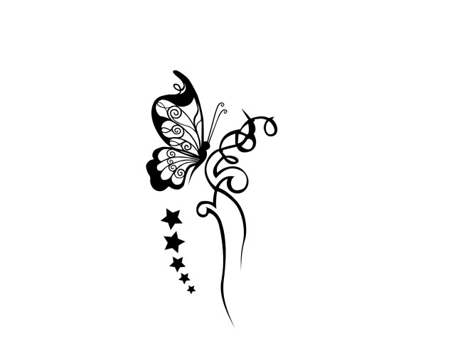 Black white butterfly stars back free wallpaper for desktop - medium preview image