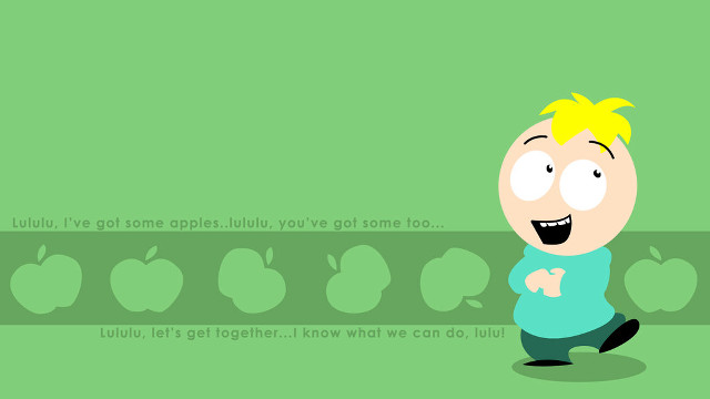 Cartoon character green background apple free wallpaper for desktop - medium preview image