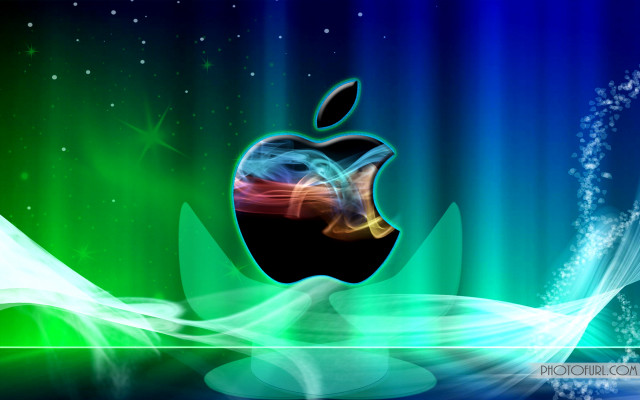Apple logo green blue smoke #2 free wallpaper for desktop - medium preview image