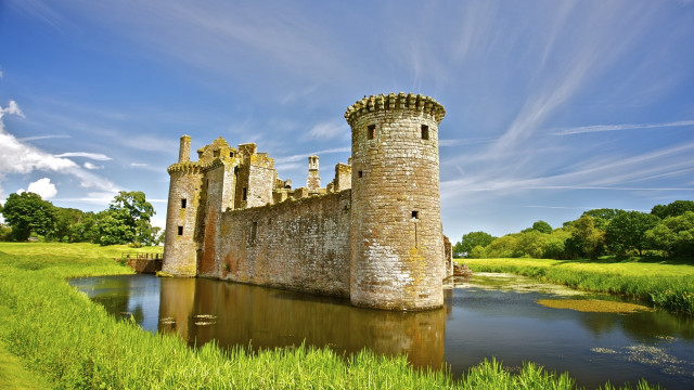 Castle bridge river field medieval free wallpaper for desktop - medium preview image