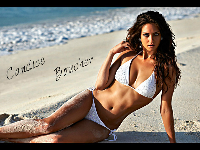 Beach bikini woman sitting poster free wallpaper for desktop - medium preview image