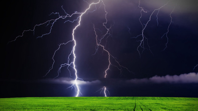 Storm electricity grass mountain lightning free wallpaper for desktop - medium preview image