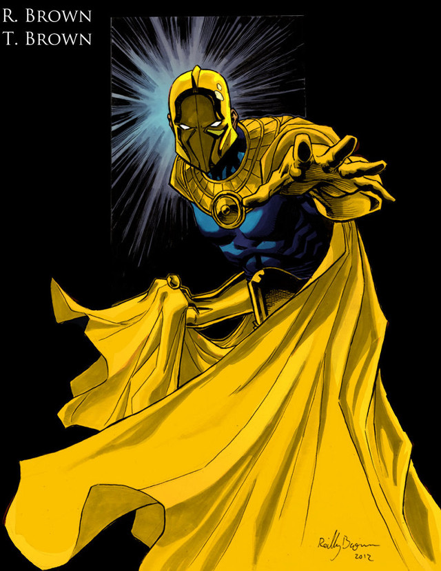 Yellow superhero bald male comic free wallpaper for mobile - medium preview image