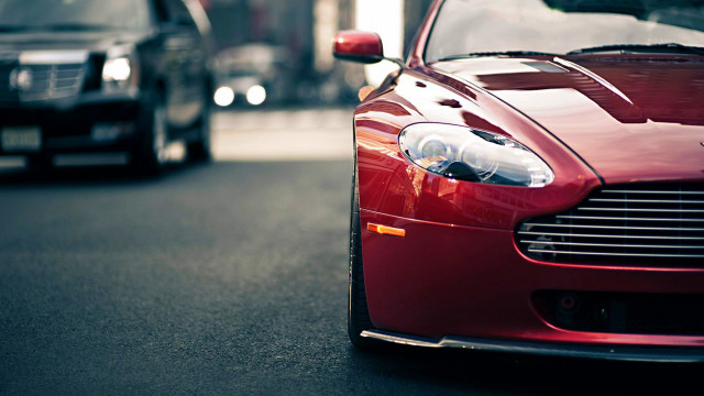 Red car parked road next free wallpaper for desktop - medium preview image