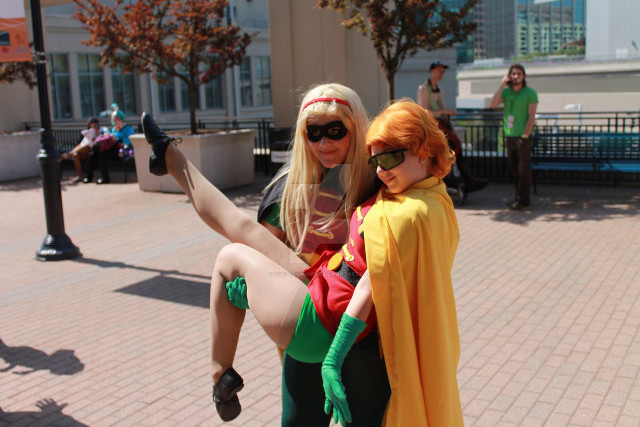 Superhero women city square photo free wallpaper for desktop - medium preview image