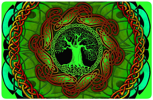 Tree life celtic pattern red free wallpaper for desktop - medium preview image