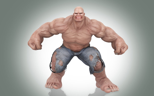 Muscular bald man torn jeans #2 free wallpaper for desktop - medium preview image