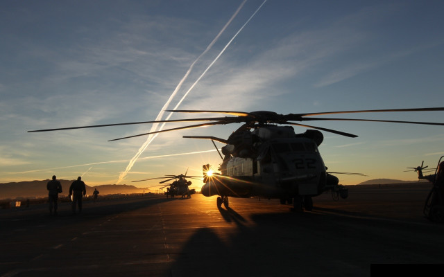 Helicopter airport tarmac sunset jet free wallpaper for desktop - medium preview image