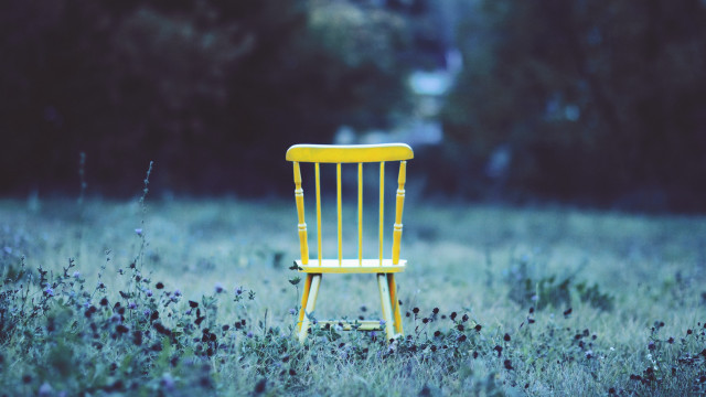 Yellow chair field grass flowers free wallpaper for desktop - medium preview image