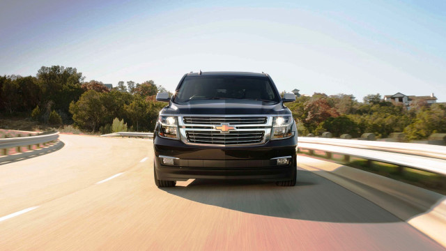 Black truck driving road forest free wallpaper for desktop - medium preview image