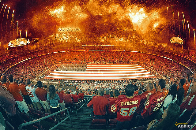 Stadium crowd game big screen free wallpaper for desktop - medium preview image