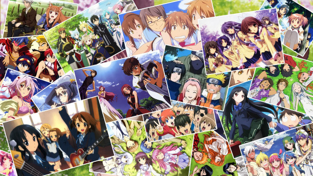 Anime collage faces hair colors free wallpaper for desktop - medium preview image