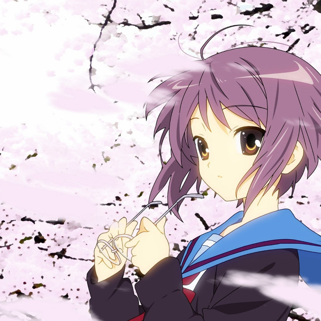 Purple hair girl wind sakura free wallpaper for tablet - medium preview image