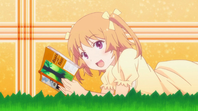 Girl laying grass reading book free wallpaper for desktop - medium preview image