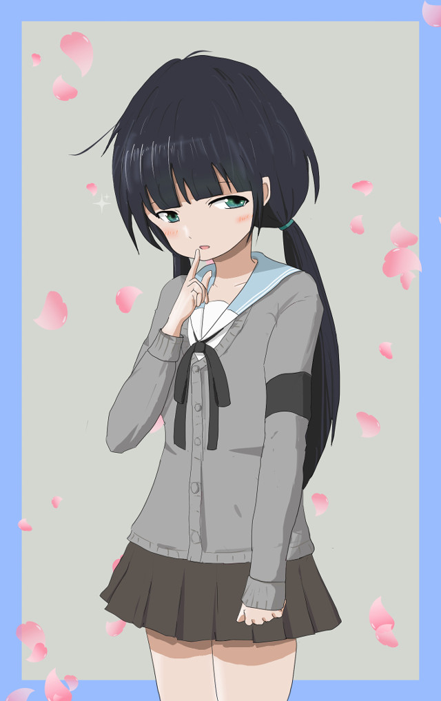 Girl skirt gray shirt bowtie free wallpaper for mobile - medium preview image