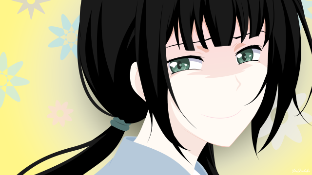 Girl black hair green eyes free wallpaper for desktop - medium preview image