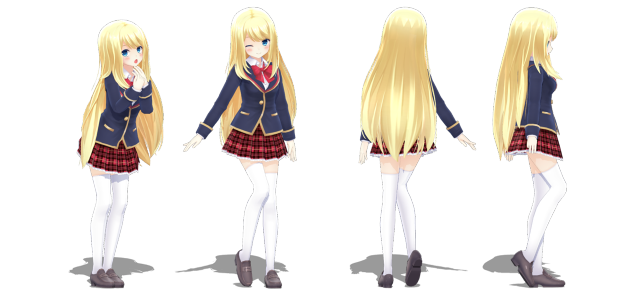 Girl schooluniform blonde hair poses free wallpaper for desktop - medium preview image