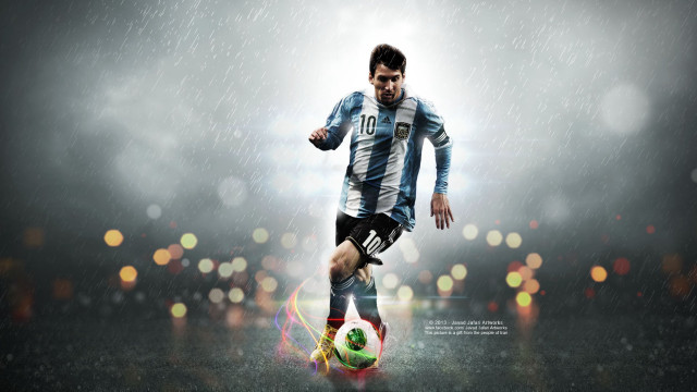 Man kicking soccer rainy night free wallpaper for desktop - medium preview image