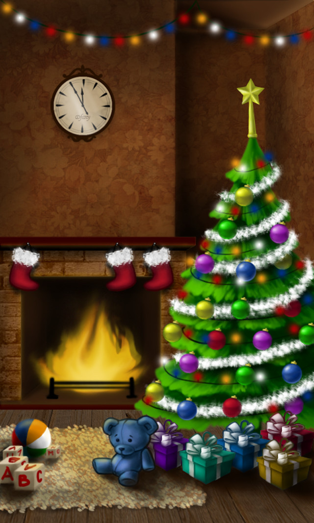 Christmas tree presents teddy bear free wallpaper for mobile - medium preview image