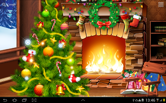 Christmas tree presents fireplace animals free wallpaper for desktop - medium preview image