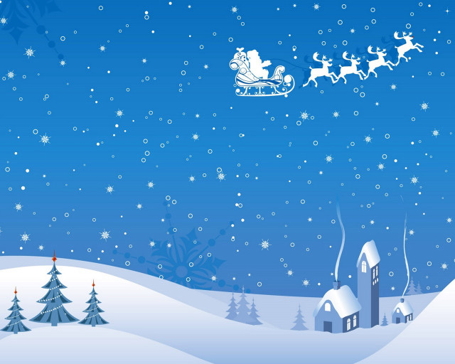 Santa claus sleigh snowy landscape #2 free wallpaper for desktop - medium preview image