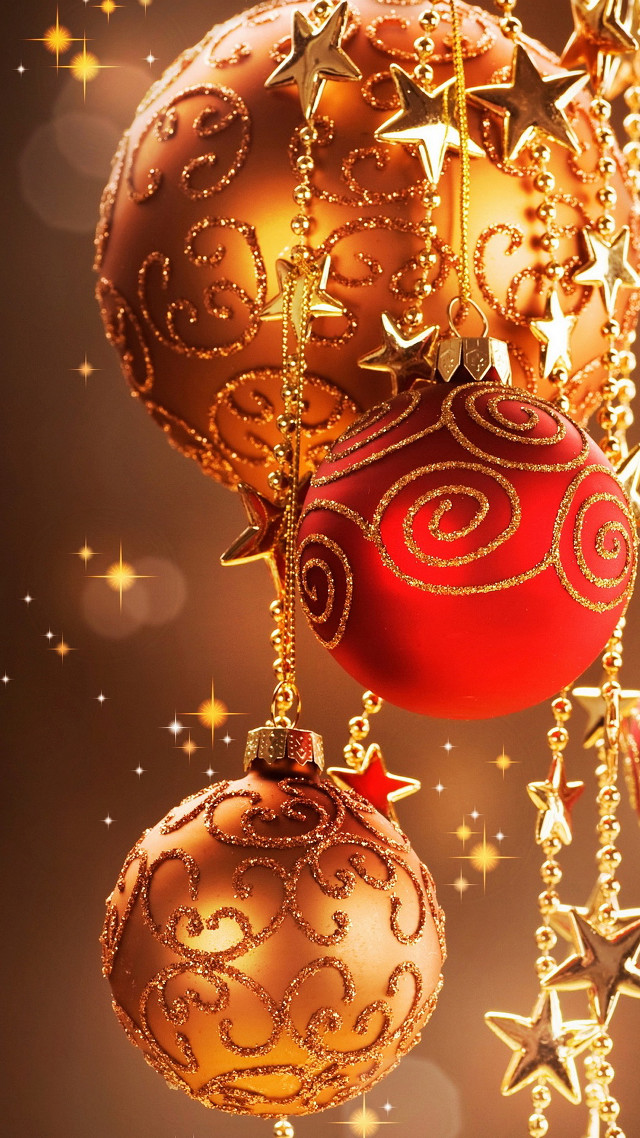 Christmas ornaments hanging stars brown free wallpaper for mobile - medium preview image