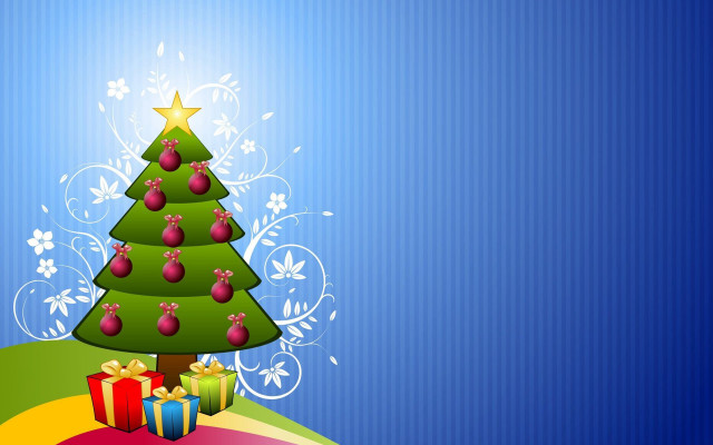 Christmas tree presents colorful background free wallpaper for desktop - medium preview image