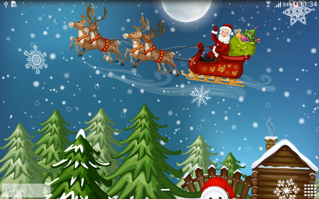 Santa sleigh reindeer snowy forest free wallpaper for desktop - medium preview image