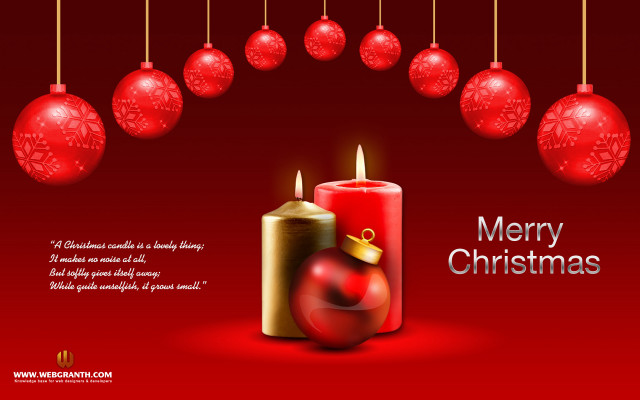 Red christmas card candle ornaments free wallpaper for desktop - medium preview image