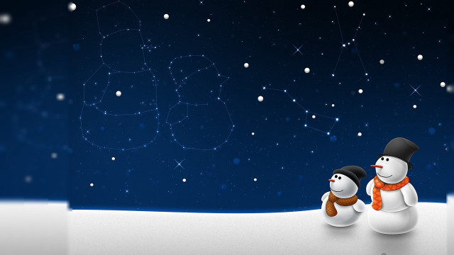Snowman snowdog night sky stars free wallpaper for desktop - medium preview image