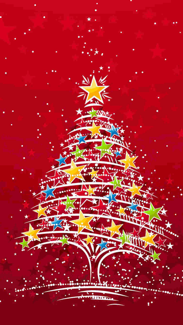 Christmas tree stars red background #4 free wallpaper for mobile - medium preview image