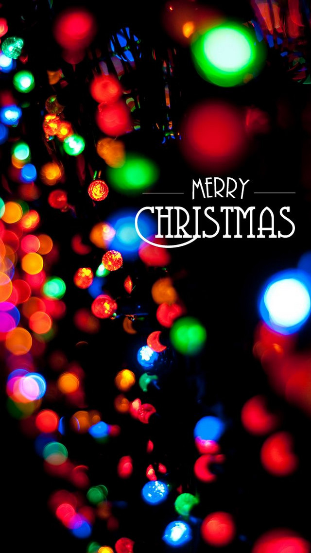 Christmas card lights merry message free wallpaper for mobile - medium preview image