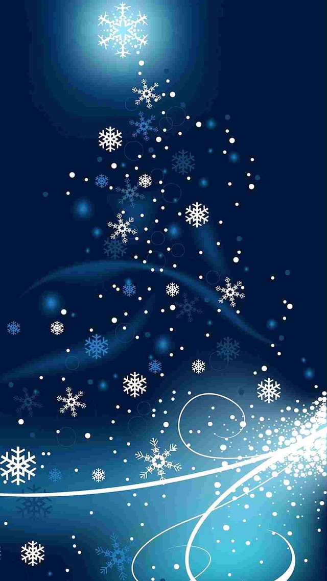 Blue christmas tree snowflakes star free wallpaper for mobile - medium preview image