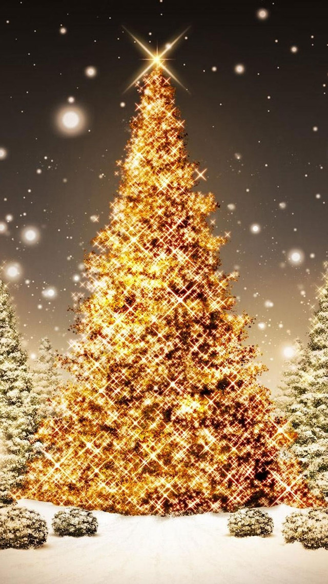Christmas tree star snow snowflakes free wallpaper for mobile - medium preview image
