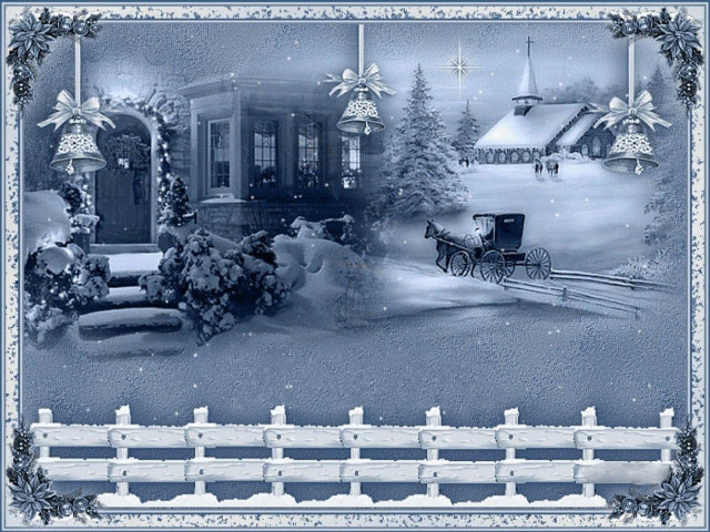 Christmas card horse drawn carriage free wallpaper for desktop - medium preview image