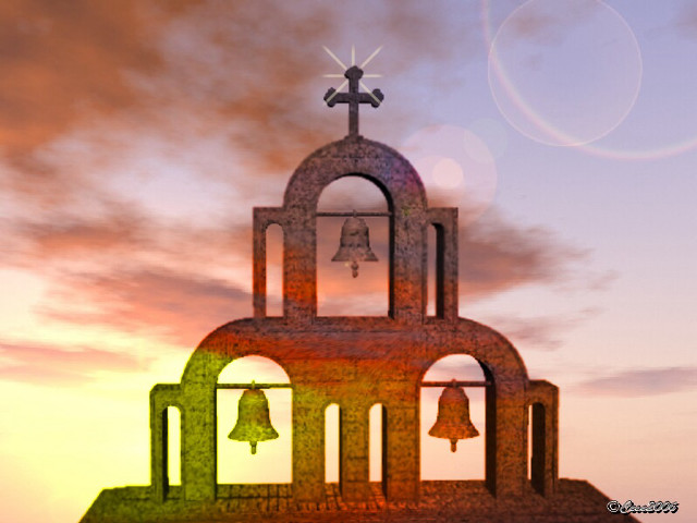 Church steeple bell sunset sky free wallpaper for desktop - medium preview image