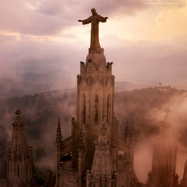 Large statue tall building fog free wallpaper for tablet - medium preview image