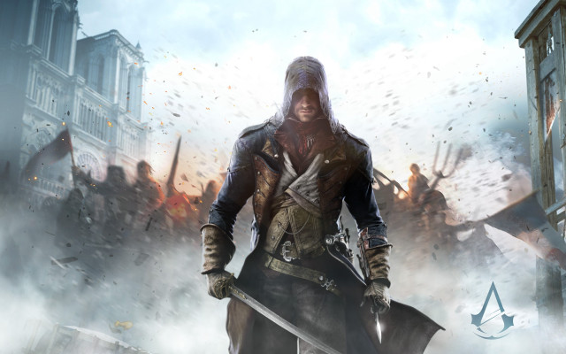Man hooded outfit holding sword #3 free wallpaper for desktop - medium preview image