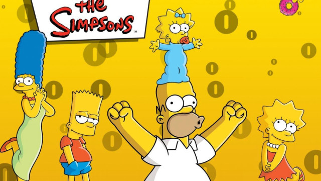 Simpsons characters holding sign group free wallpaper for desktop - medium preview image